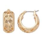 Monet Gold-tone Glass Hoop Earrings