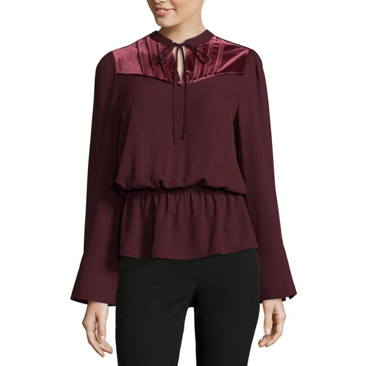 Worthington Long Sleeve Peplum Top-talls
