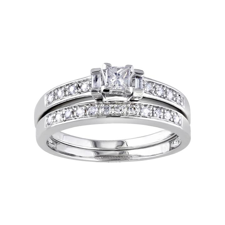 ? Ct. T.w. Diamond Sterling Silver Bridal Ring Set