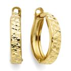 Diamond-cut 14k Yellow Gold 12.35mm Hinged Hoop Earrings