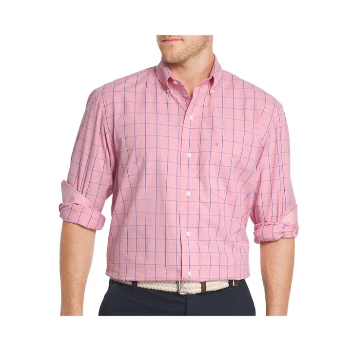 Izod Mens Long Sleeve Essential Windowpane Shirt