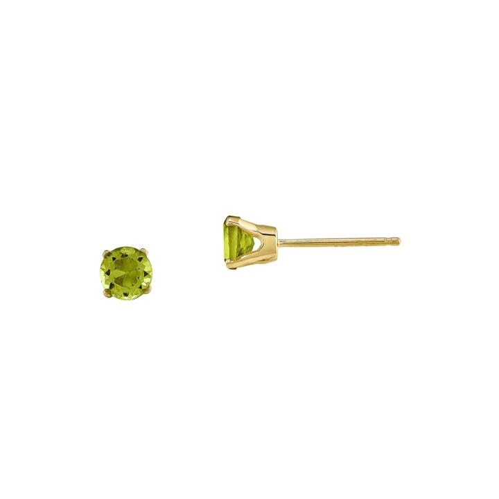 Genuine Green Peridot 14k Yellow Gold Stud Earrings