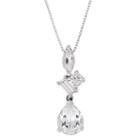 Womens White Sapphire Sterling Silver Pendant Necklace