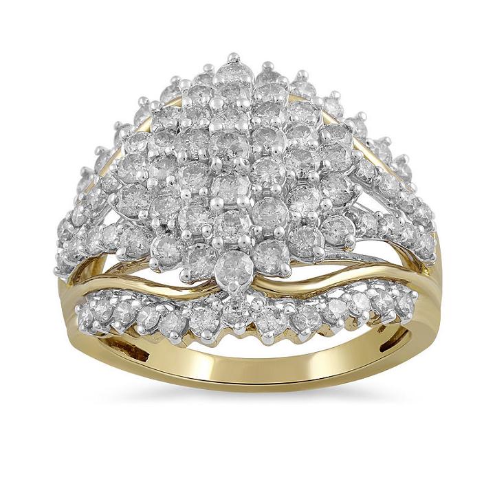 Womens 2 Ct. T.w. Genuine Diamond Yellow 10k Gold Cocktail Ring