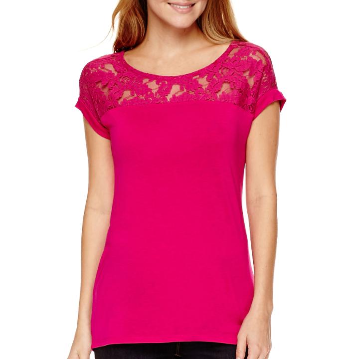 A.n.a Short-sleeve Lace Yoke T-shirt