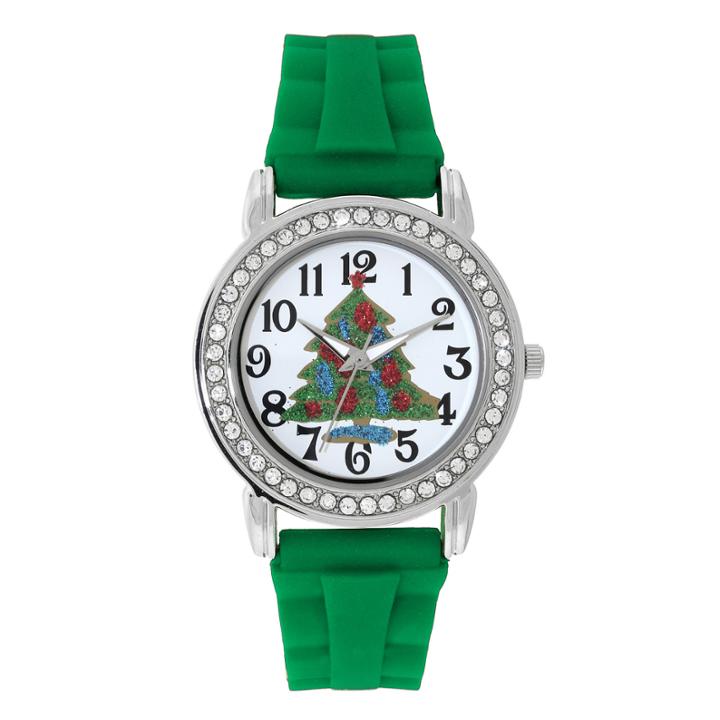 Mixit&trade; Womens Green Christmas Tree Watch