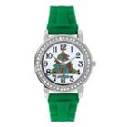 Mixit&trade; Womens Green Christmas Tree Watch