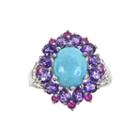Limited Quantities Genuine Turquoise And Amethyst Flower Ring