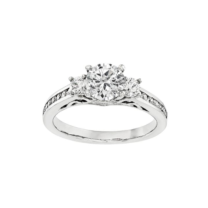 1 1/5 Ct. T.w. Diamond 14k White Gold 3-stone Engagement Ring