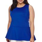 Bisou Bisou Sleeveless High-low Crossback Peplum Top - Plus