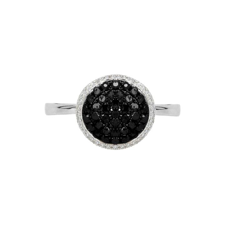 1/2 Ct. T.w. White And Color-enhanced Black Diamond Circle Ring