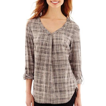 Worthington 3/4-sleeve Roll-tab Tunic Blouse - Tall