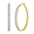 1/10 Ct. T.w. Genuine White Diamond 14k Gold Over Silver 40mm Hoop Earrings