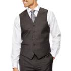 Claiborne Charcoal Herringbone Suit Vest - Classic Fit
