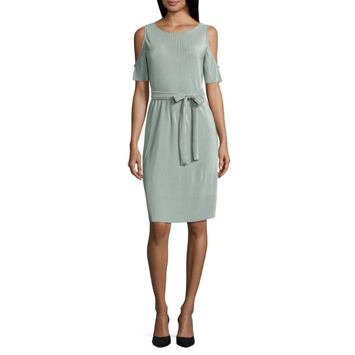 Belle + Sky Plisse Cold Shoulder Dress