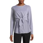 By & By Long Sleeve Round Neck French Terry Blouse-juniors
