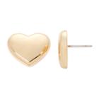 Liz Claiborne Gold-tone Heart Button Earrings