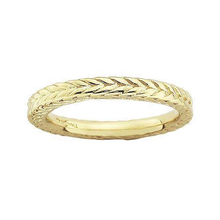 Personally Stackable 18k Yellow Gold Over Sterling Silver Dome Wheat Ring