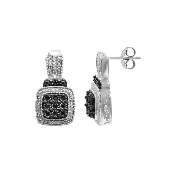 1/5 Ct. T.w. White & Color-enhanced Black Diamond Earrings