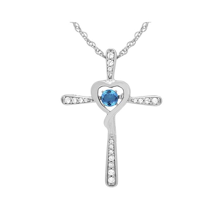 Love In Motion&trade; Genuine Blue Topaz And Diamond-accent Cross Pendant Necklace