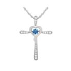 Love In Motion&trade; Genuine Blue Topaz And Diamond-accent Cross Pendant Necklace