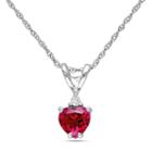 Womens Diamond Accent Red Ruby 10k Gold Pendant Necklace