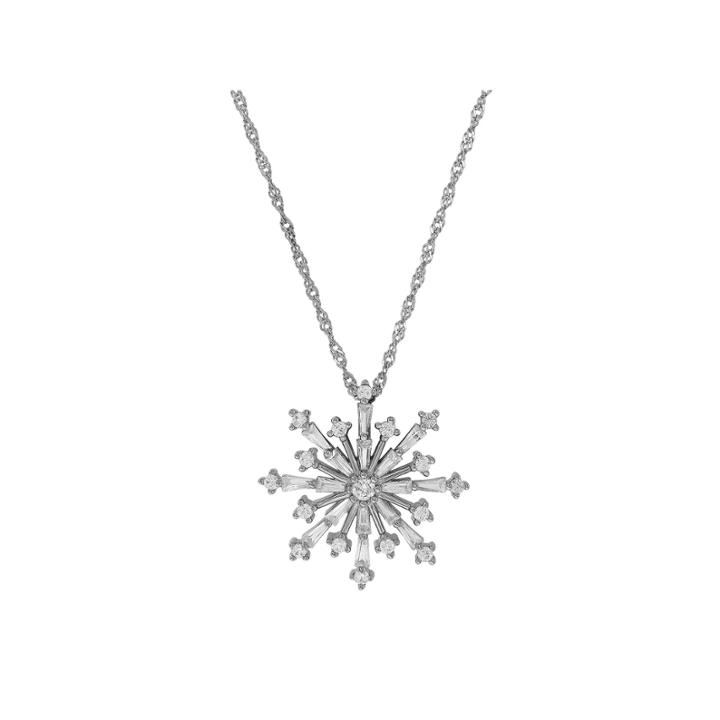 White Cubic Zirconia Round Sterling Silver Pendant