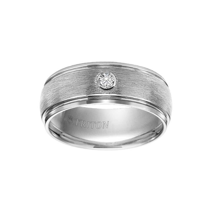 Unisex 1/10 Ct. T.w. Genuine White Diamond Tungsten Wedding Band