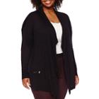 Worthington Long-sleeve Zip-pocket Cardigan - Plus