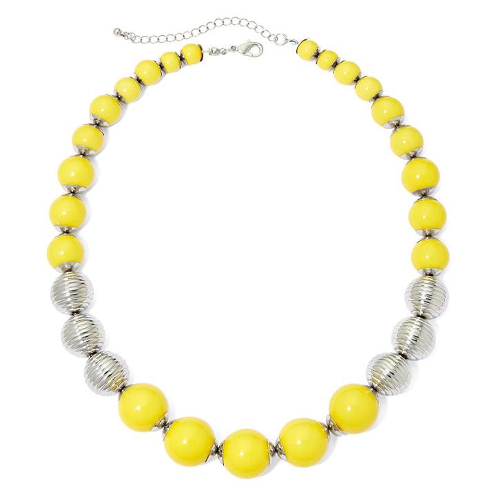 Mixit&trade; Yellow Bead Silver-tone Necklace