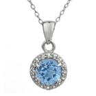 Faceted Simulated Aquamarine & White Topaz Sterling Silver Pendant Necklace