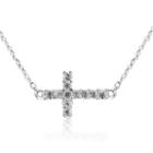 Diamonart Womens 1/2 Ct. T.w. White Cubic Zirconia Sterling Silver Cross Pendant Necklace