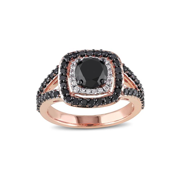 Midnight Black Diamond 2 Ct. T.w. White And Color-enhanced Black Diamond 14k Rose Gold Ring