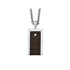 Mens Stainless Steel & Brown Leather Pendant