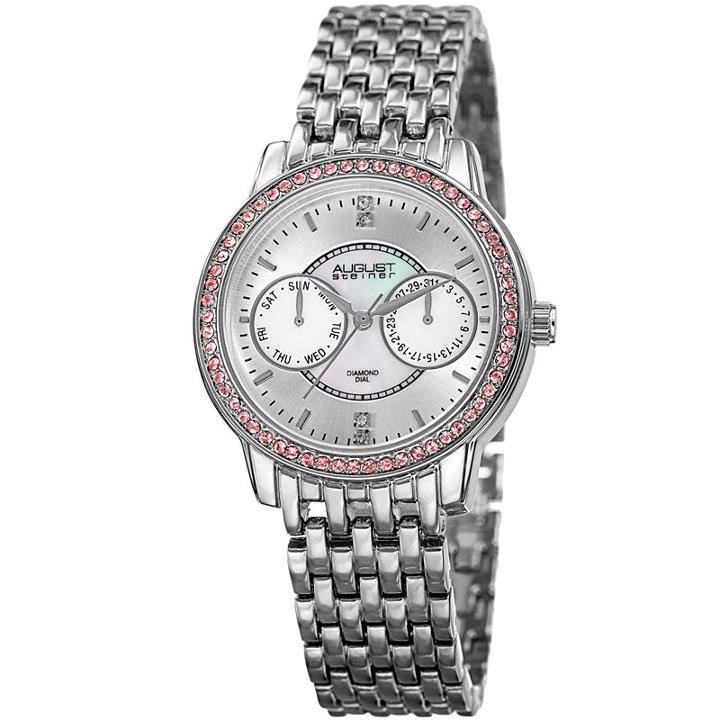 August Steiner Womens Silver Tone Strap Watch-as-8228ss