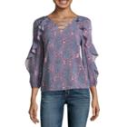 A.n.a 3/4 Sleeve Woven Paisley Blouse-talls