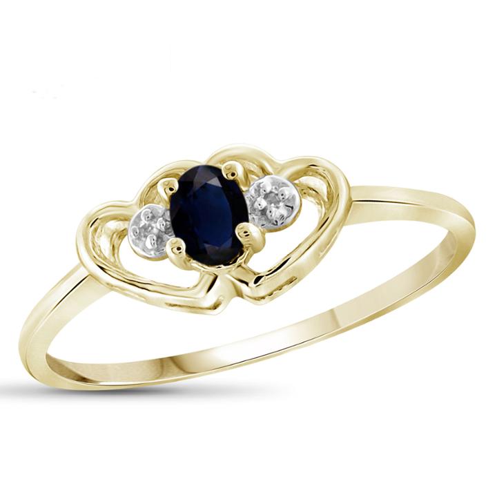 Womens Diamond Accent Color Enhanced Blue Sapphire Gold Over Silver Delicate Ring