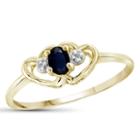 Womens Diamond Accent Color Enhanced Blue Sapphire Gold Over Silver Delicate Ring
