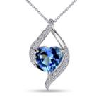 Womens Simulated Blue Tanzanite Sterling Silver Pendant Necklace