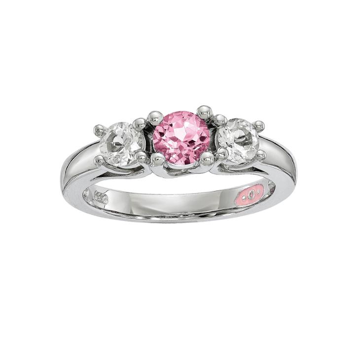 Survivor Collection Genuine Clear & Pink Swarovski Topaz Sterling Silver Pamela Ring