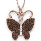 Rose 'n Chocolate Crystal Butterfly Pendant Necklace