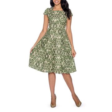 Giovanna Collection Women's Printed Brocade Pleated A-line Dress