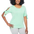 St. John's Bay Active Short Sleeve Crew Neck Stripe T-shirt-womens Petites