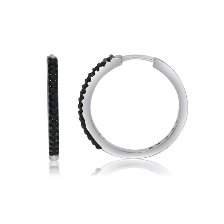 1/4 Ct. T.w. Black Diamond Sterling Silver Hoop Earrings