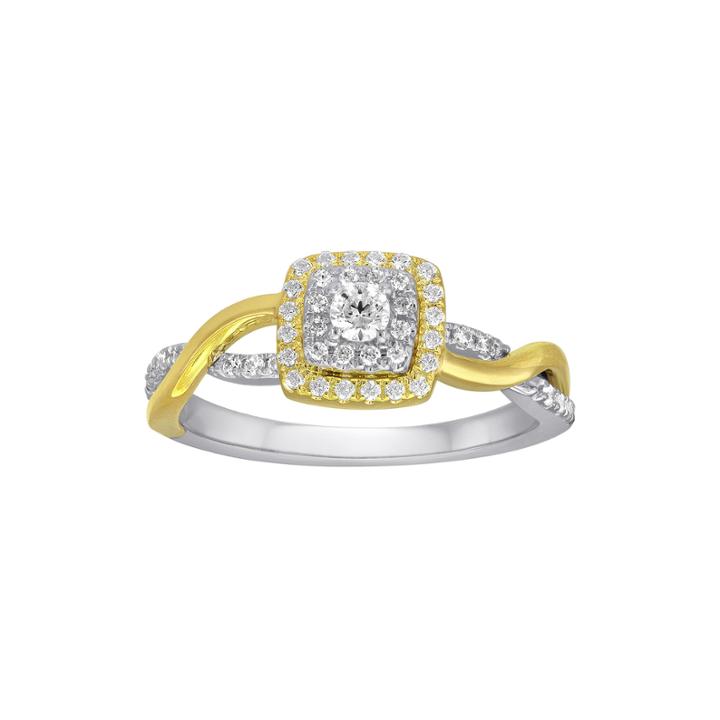 3/8 Ct. T.w. Diamond And Lab-created Sapphire 10k Yellow Gold Engagement Ring