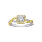 3/8 Ct. T.w. Diamond And Lab-created Sapphire 10k Yellow Gold Engagement Ring