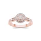 1/6 Ct. T.w. Diamond 10k Rose Gold Round Cluster Engagement Ring