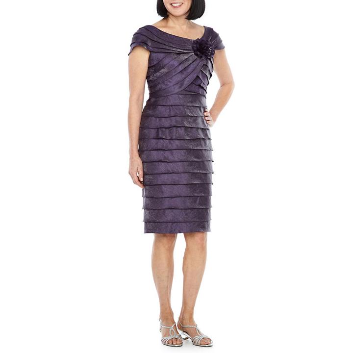 London Style Cap Sleeve Tiered Sheath Dress