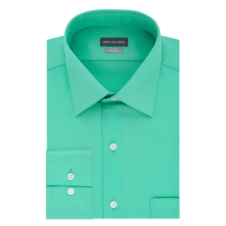 Van Heusen No Iron Lux Sateen Long Sleeve Dress Shirt - Fitted