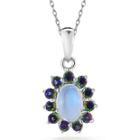 Opal & Mystic Fire Topaz Sterling Silver Pendant Necklace